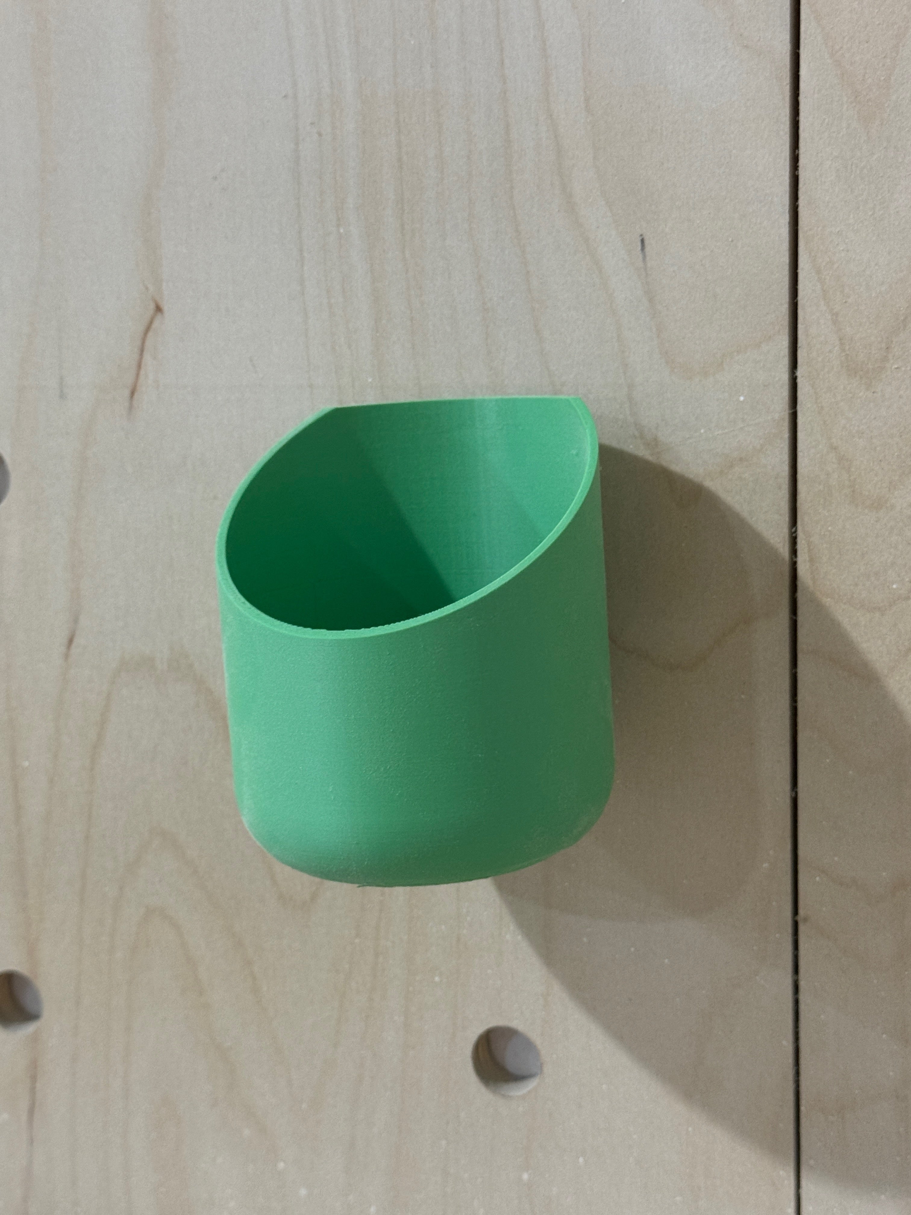 Pegboard Display Cup — 3D Printed Angled Catch-All for 3/4" Hole Pegboards