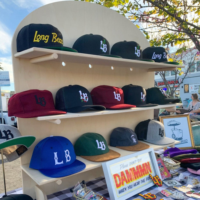 Arched Pegboard Top Table Top Display Stand Modular Shelves Plywood Shelf