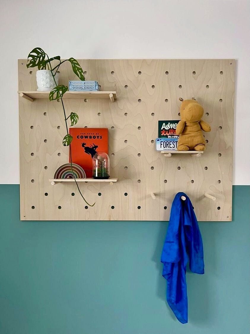 Modern Large Wall Hanging Pegboard with Diamond Scatter Pattern