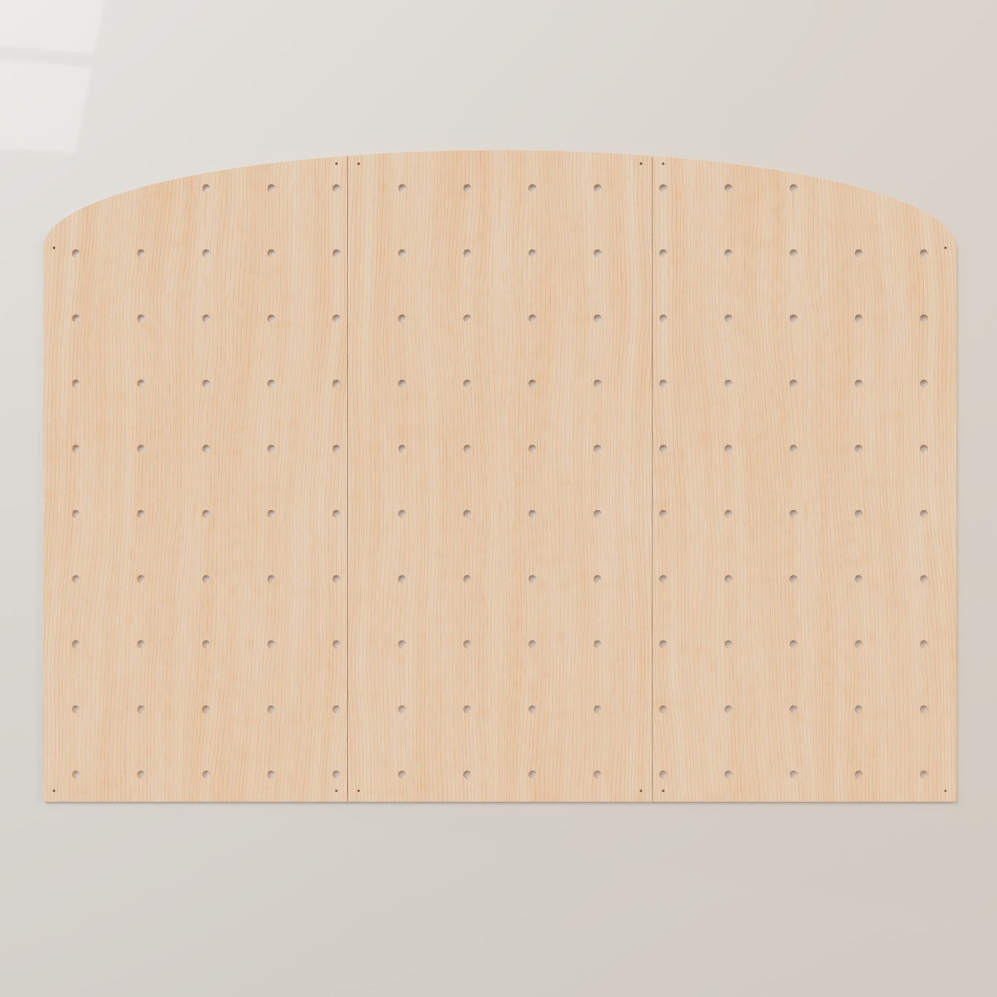Retail Wooden Pegboard Display – Arched Top Merchandising Stand w/ Adjustable Shelves