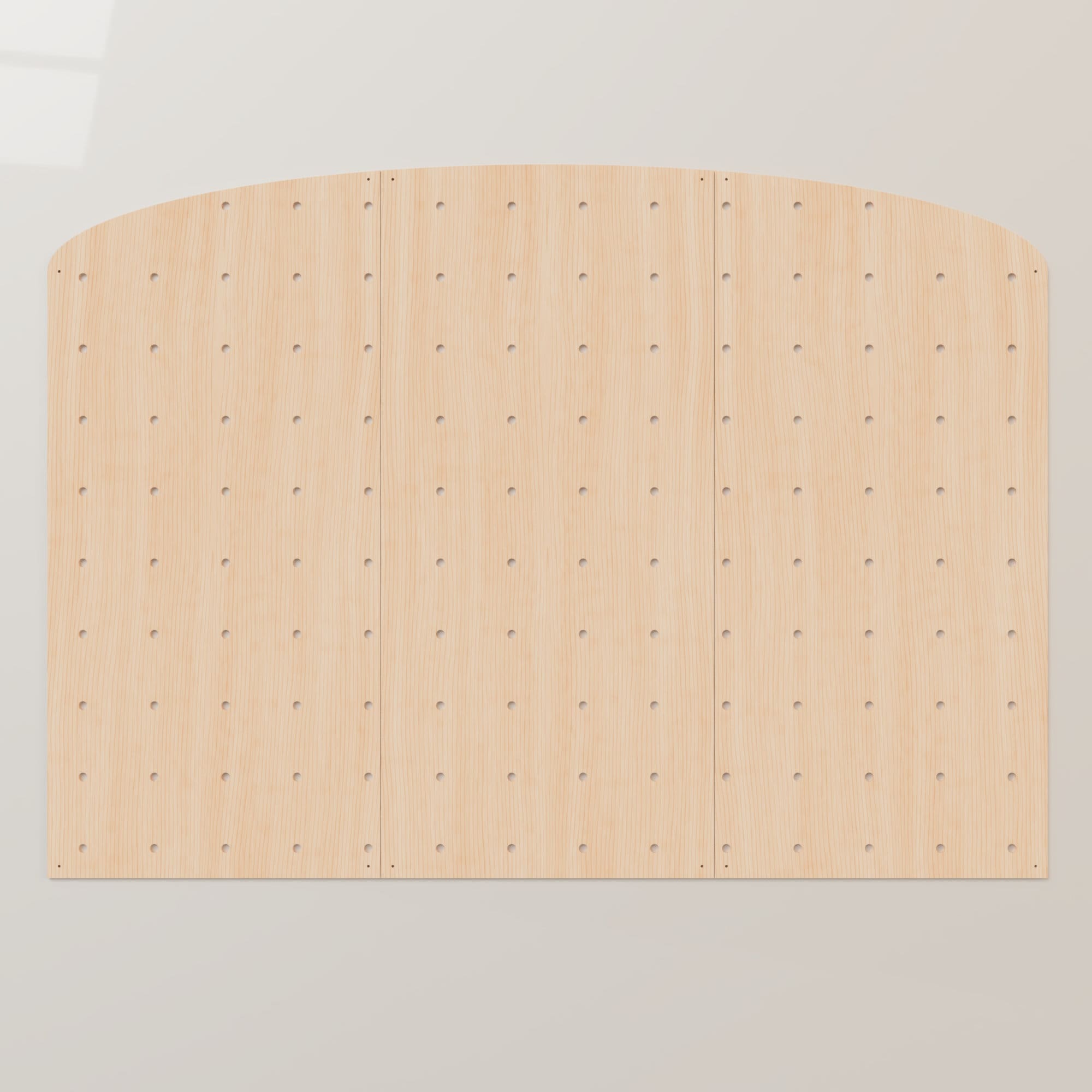 Retail Wooden Pegboard Display – Arched Top Merchandising Stand w/ Adjustable Shelves