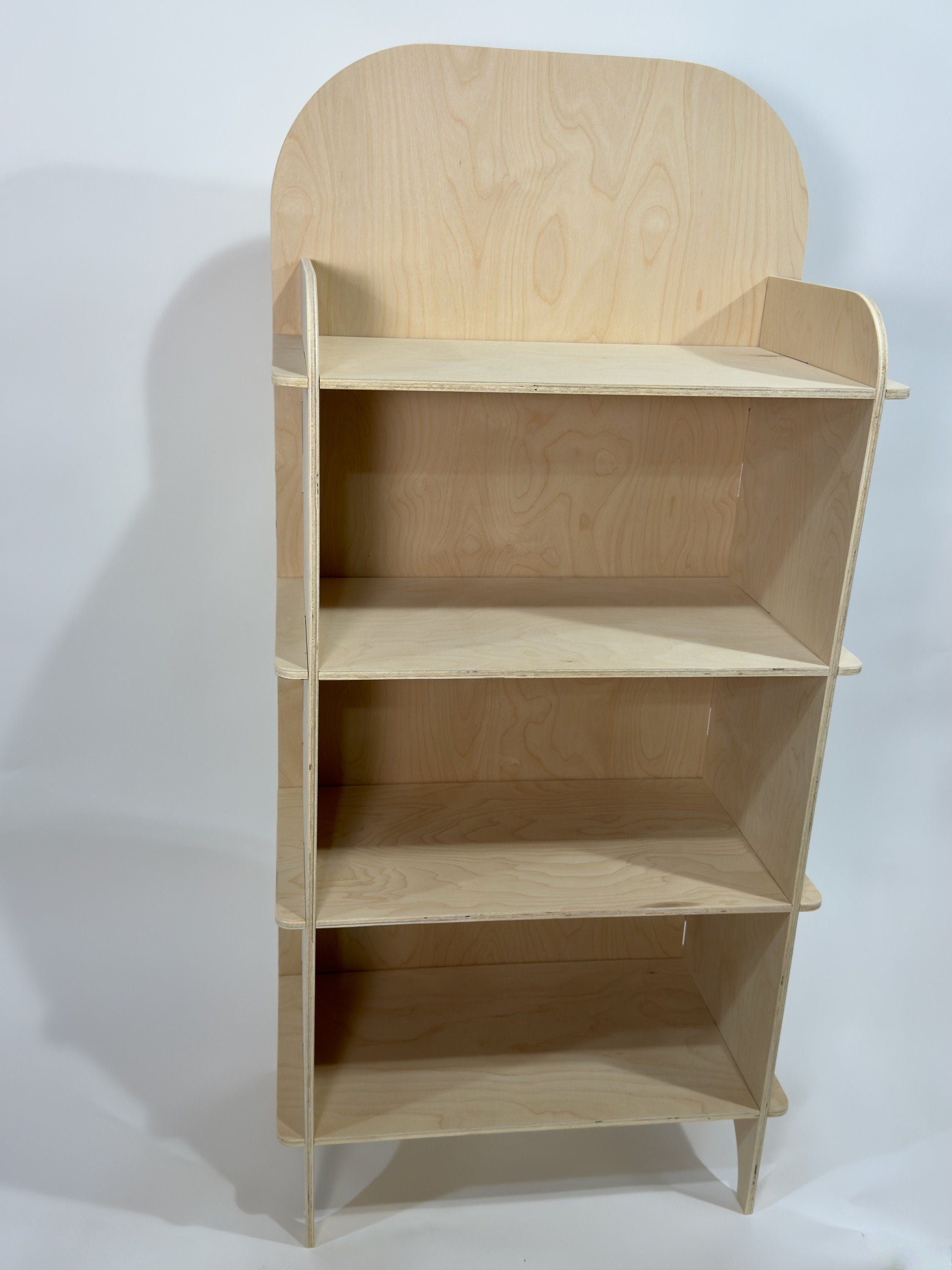 Flat Packed Plywood Bookshelf Display for Retail Popup Trade Shows and Booths