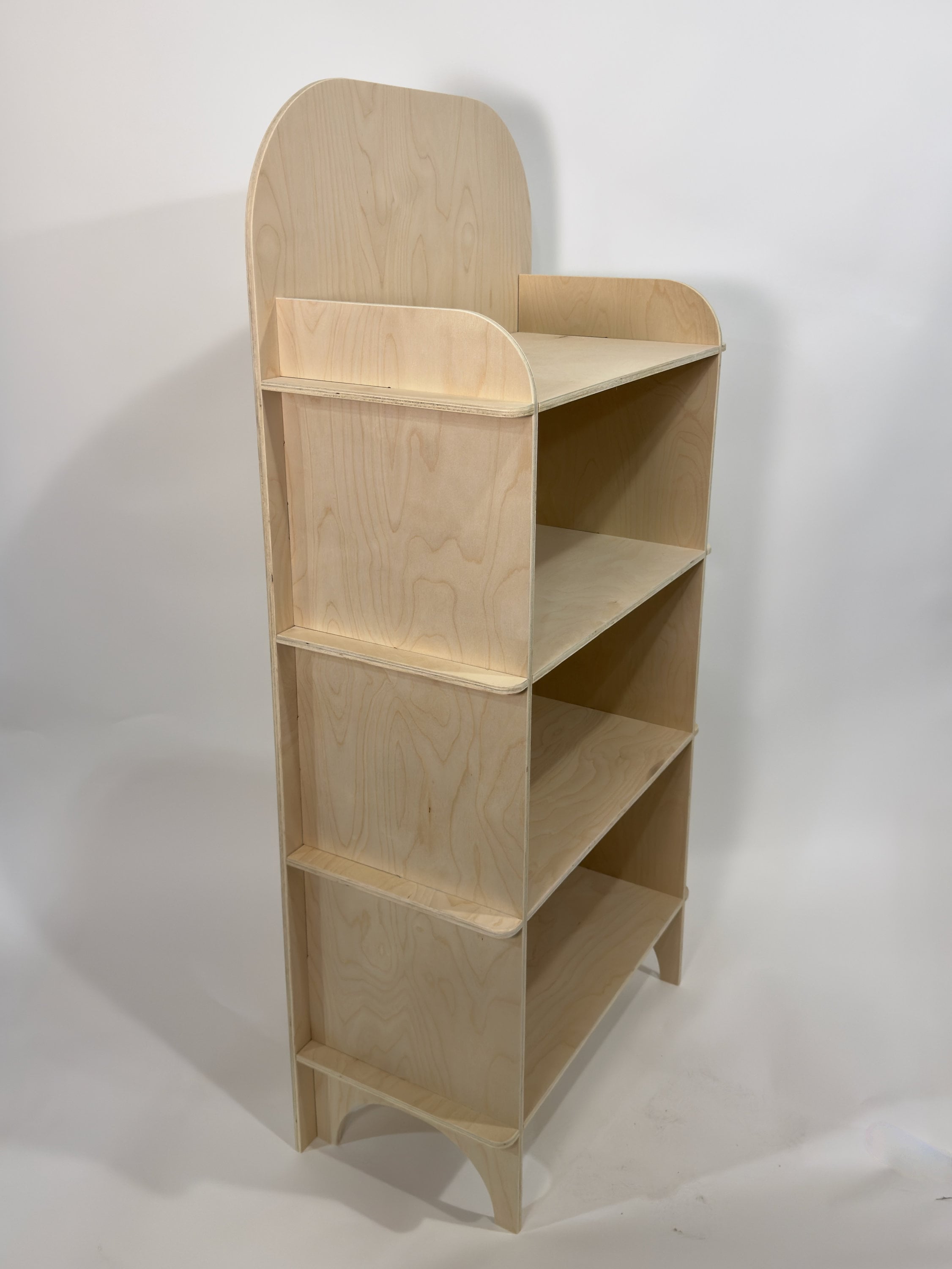 Flat Packed Plywood Bookshelf Display for Retail Popup Trade Shows and Booths