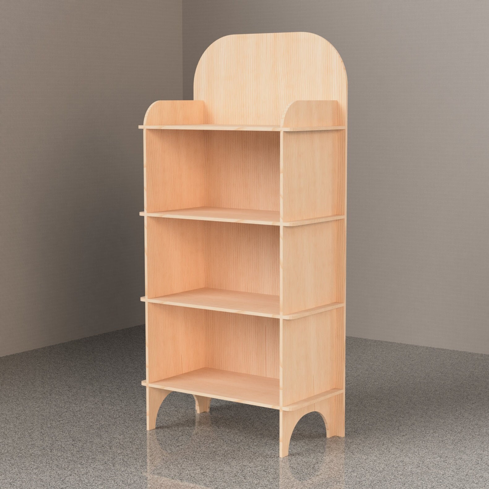 Flat Packed Plywood Bookshelf Display for Retail Popup Trade Shows and Booths