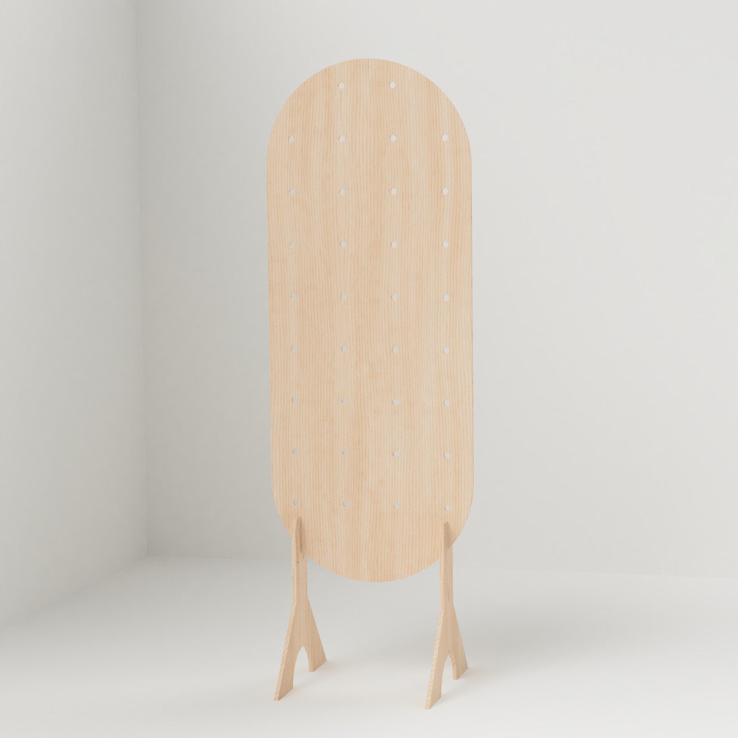 Round Freestanding Pegboard Display Stand for Retail Popups Craftshows Booths Tradeshows made from Birch Plywood