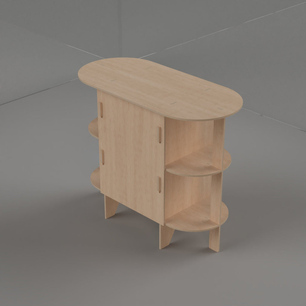 Flat Packed PopUp Kiosk Counter with Rounded End for Modern Popups Retail and Boutique Displays