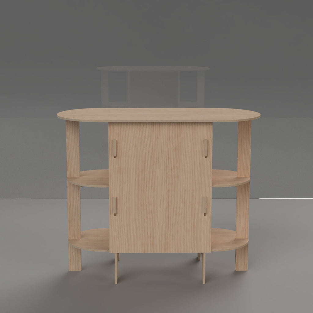 Flat Packed PopUp Kiosk Counter with Rounded End for Modern Popups Retail and Boutique Displays