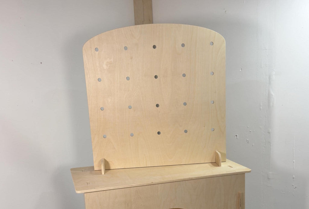 Arched Pegboard Top Table Top Display Stand Modular Shelves Plywood Shelf