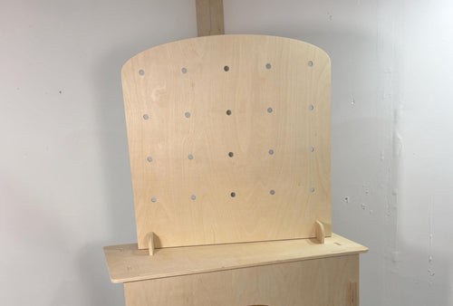 Arched Pegboard Top Table Top Display Stand Modular Shelves Plywood Shelf