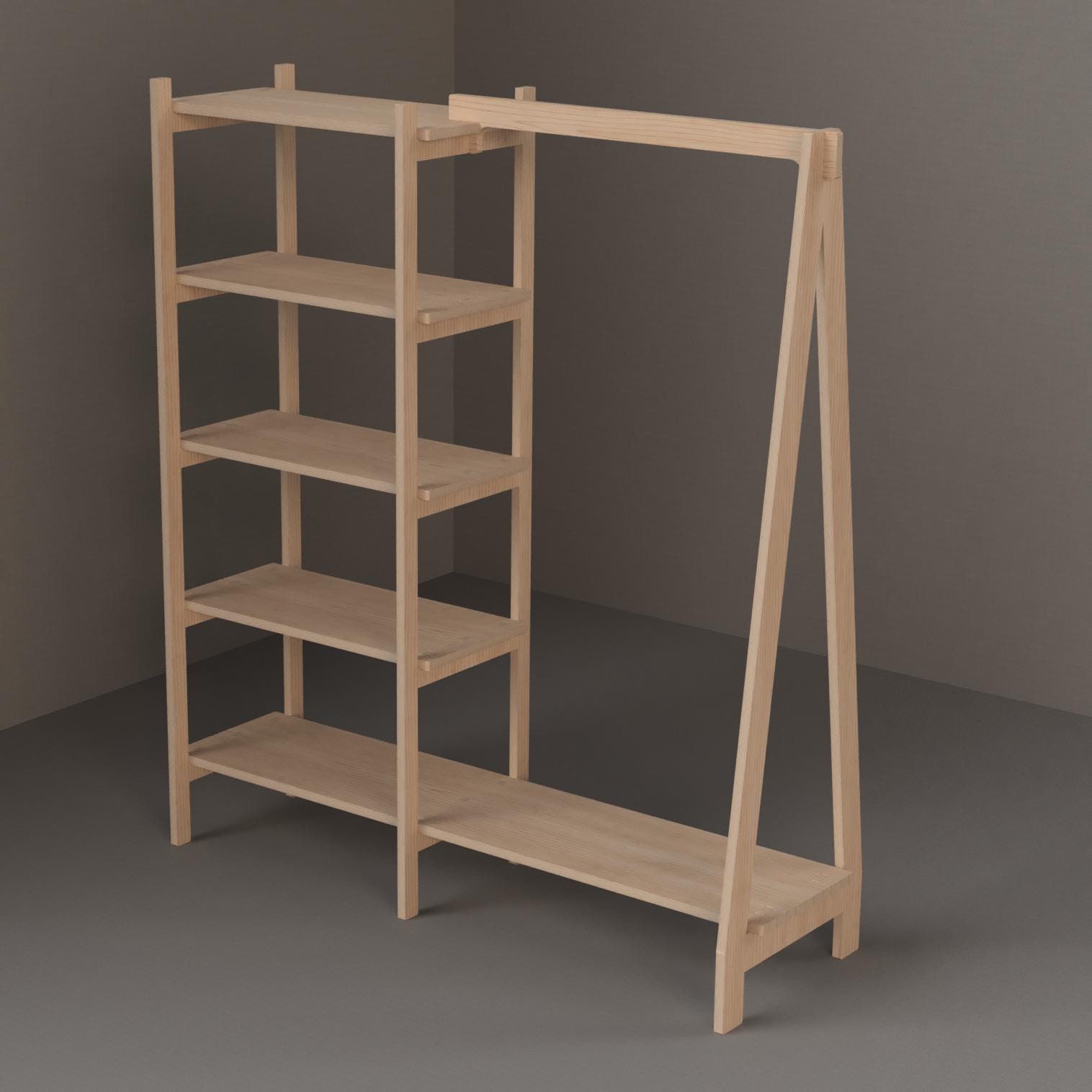 Retail Display for Hanging Clothes and Shelves Packs Flat  Plywood in the USA, Boutique Popup Trade Show Store Booth Clothing Rack Bookshelf