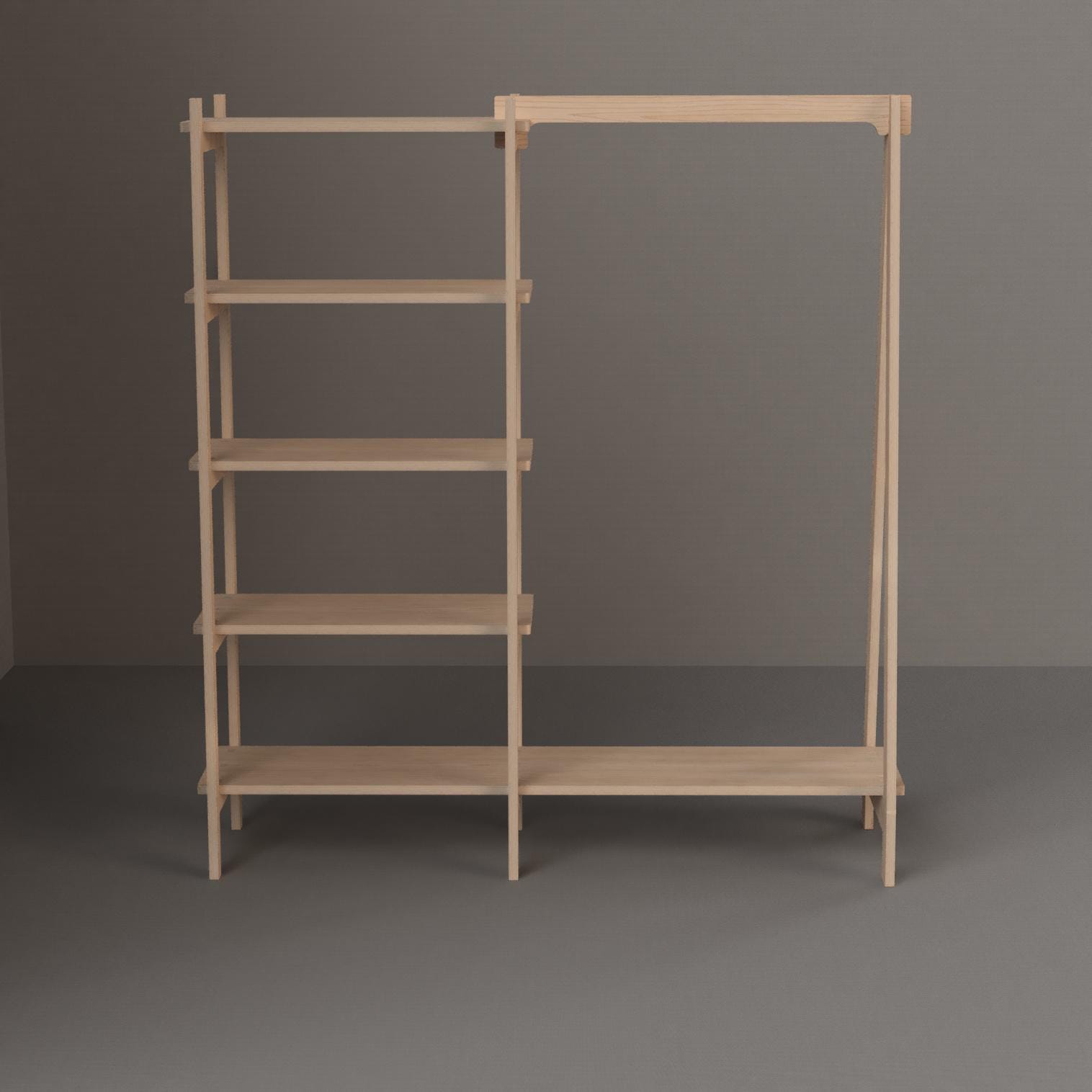 Retail Display for Hanging Clothes and Shelves Packs Flat  Plywood in the USA, Boutique Popup Trade Show Store Booth Clothing Rack Bookshelf