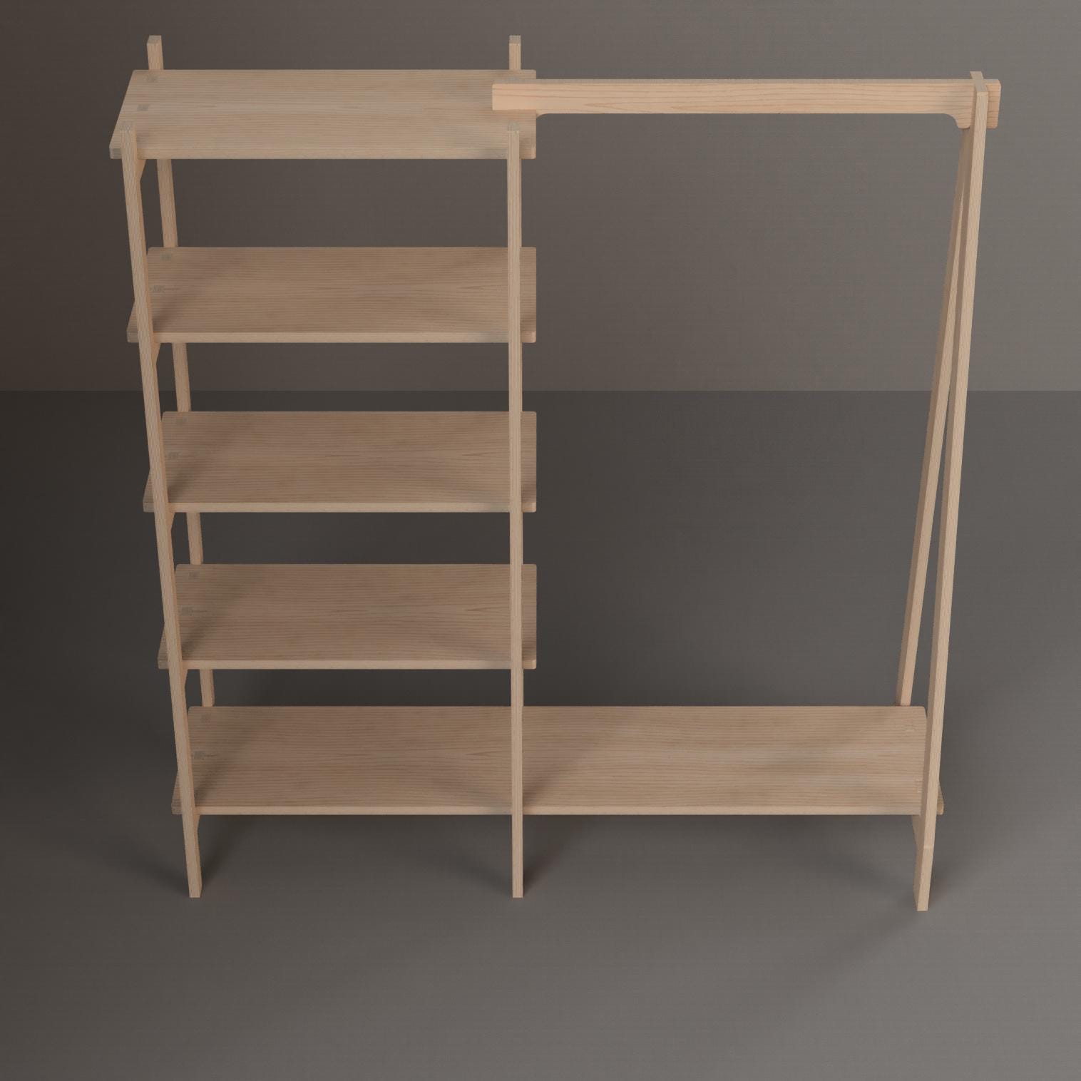Retail Display for Hanging Clothes and Shelves Packs Flat  Plywood in the USA, Boutique Popup Trade Show Store Booth Clothing Rack Bookshelf