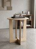 Round birch plywood display table for craft fairs and trade shows, updated hero photo, CNC cut in our shop