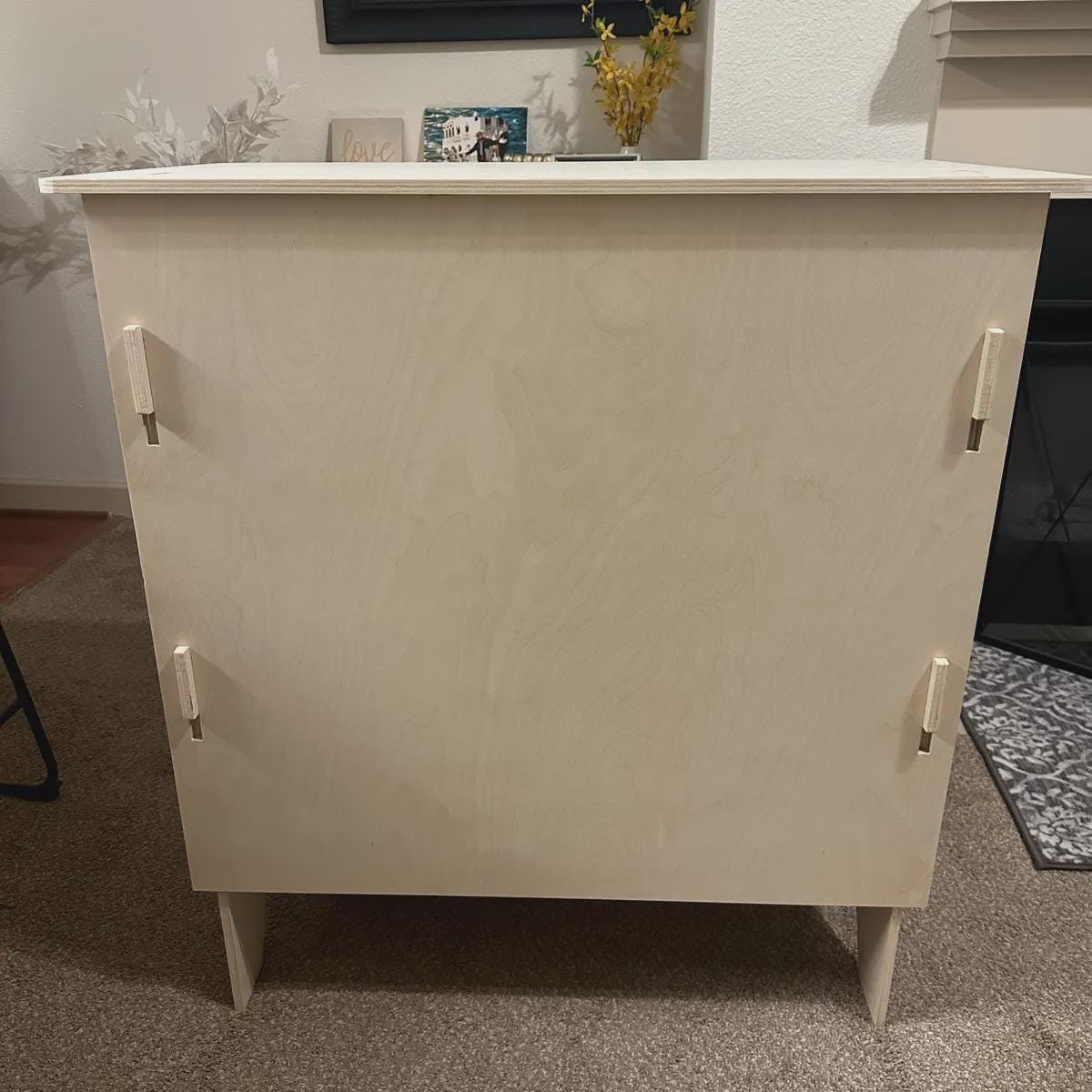 Collapsible birch plywood retail counter kiosk for craft fairs and markets, additional view, CNC cut in our shop
