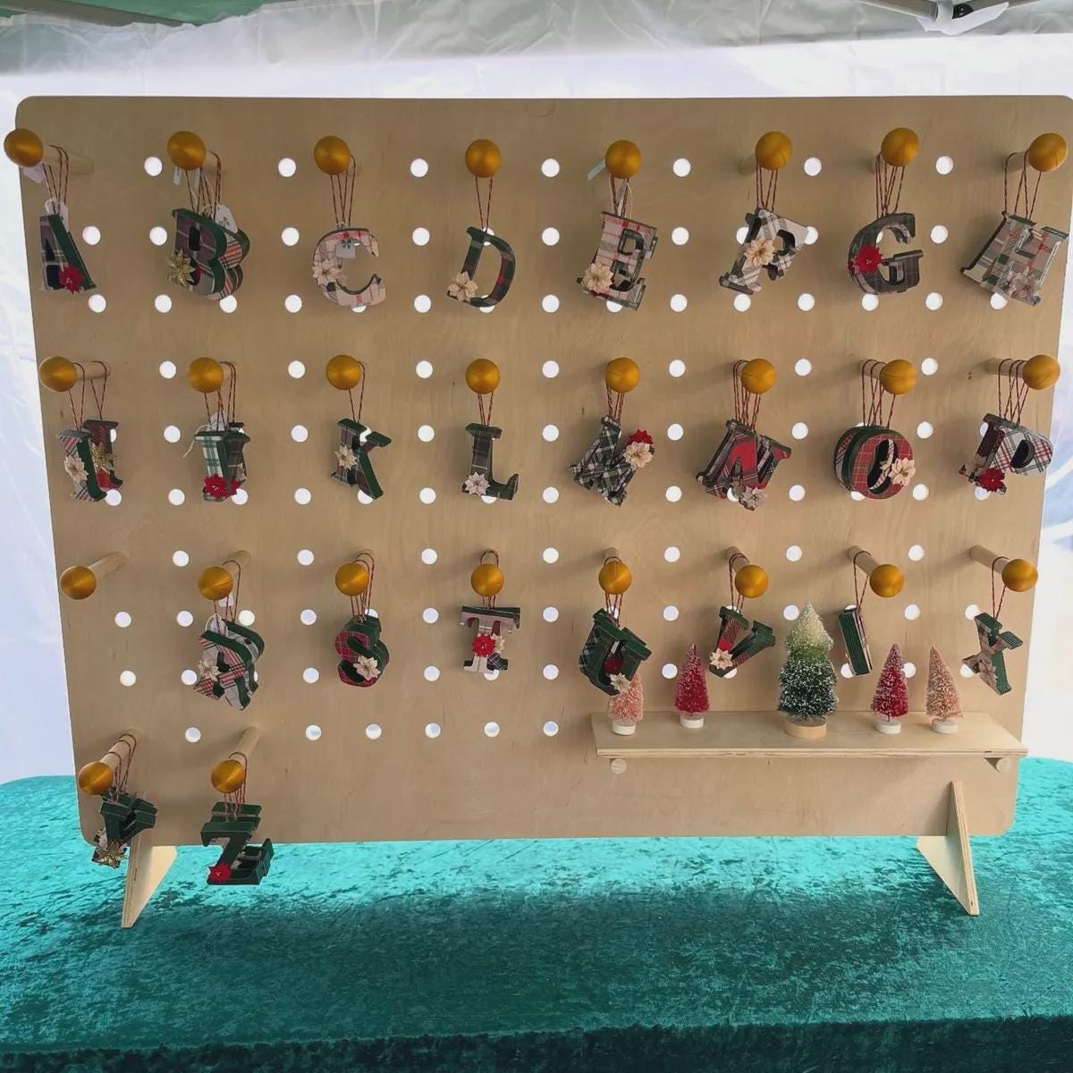 Ball end pegs for wood pegboard, additional product view, designed for TexWoodBuilds pegboards
