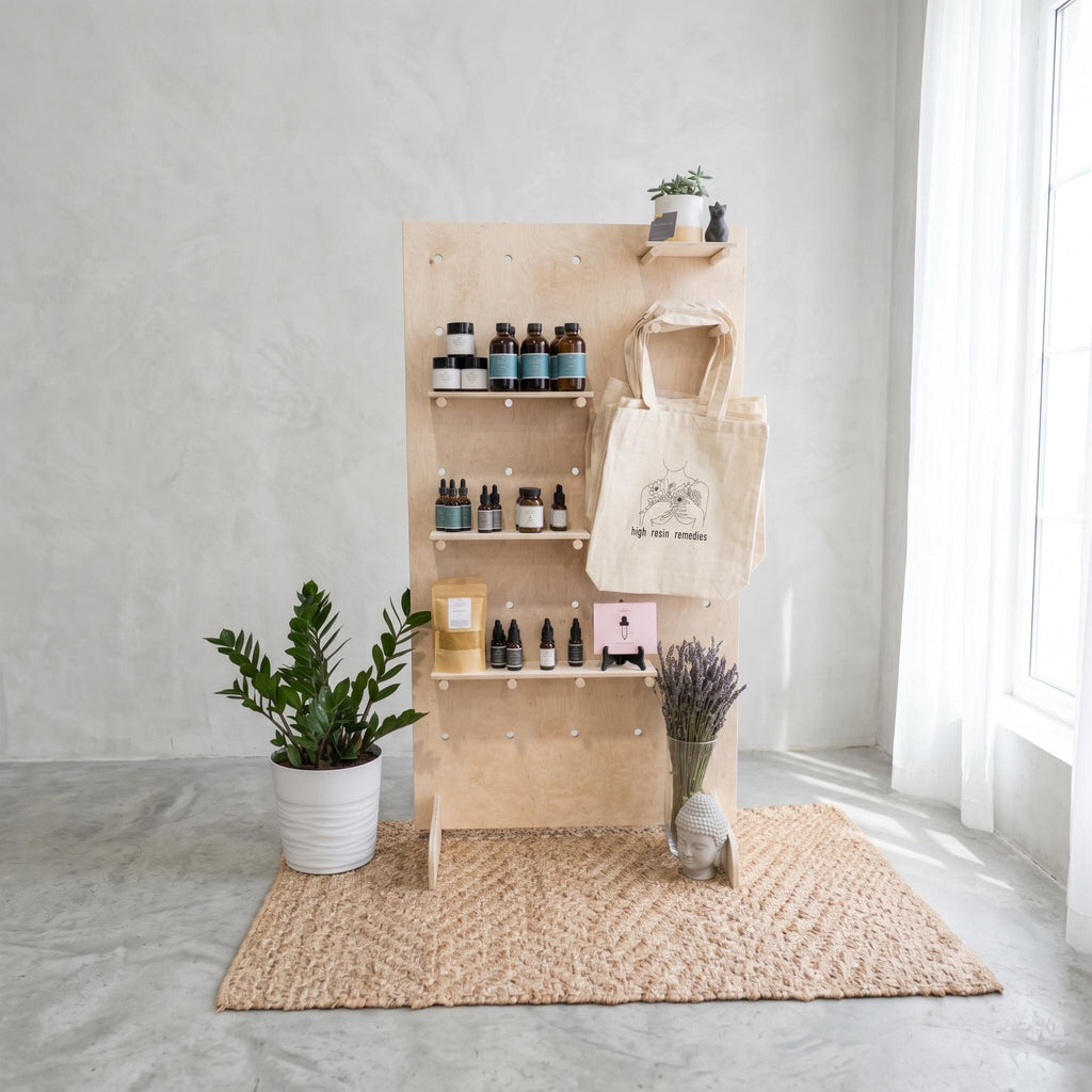 Freestanding large birch plywood pegboard with stand, updated hero photo, CNC cut in our shop