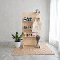Freestanding large birch plywood pegboard with stand, updated hero photo, CNC cut in our shop