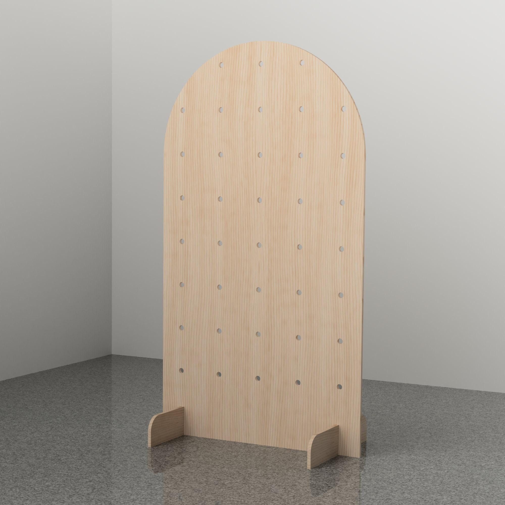 Curved top pegboard stand, alternate angle, CNC cut in our shop