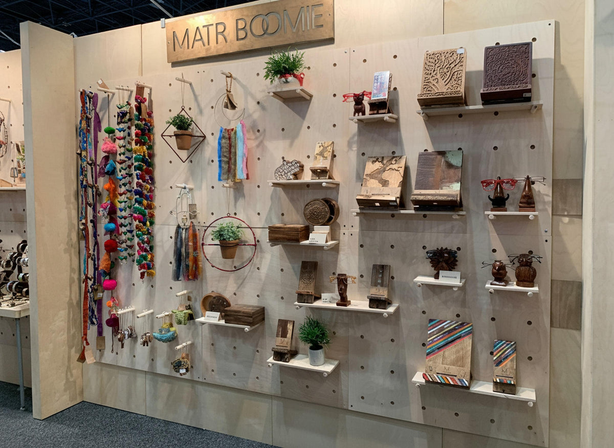 Modern pegboard wall display for home or store, additional view, CNC cut in our shop