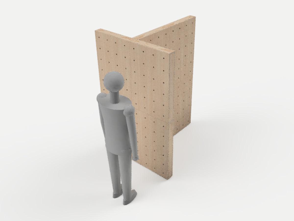 6 ft 4x4 T pegboard display tower in birch plywood